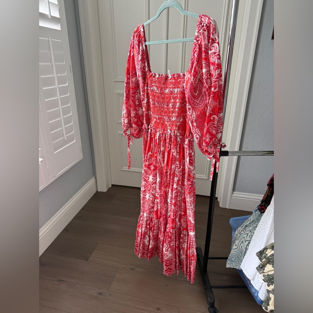 Cara Cara Red Paisley Midi Dress